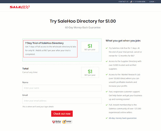 Directory trial by SaleHOO.com