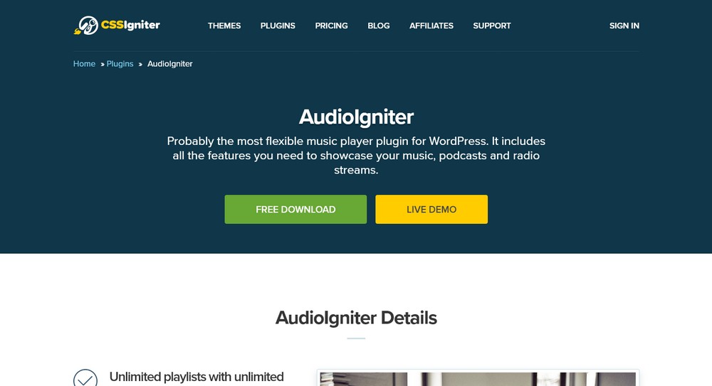 AudioIgniter WordPress Plugin