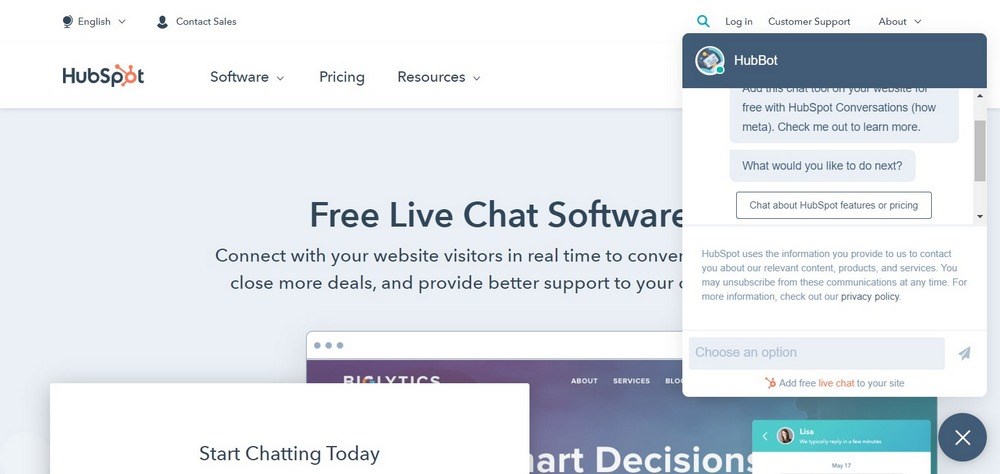 Free Live Chat Software HubSpot