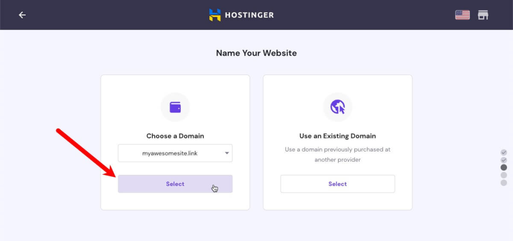 name your website in Hostinger