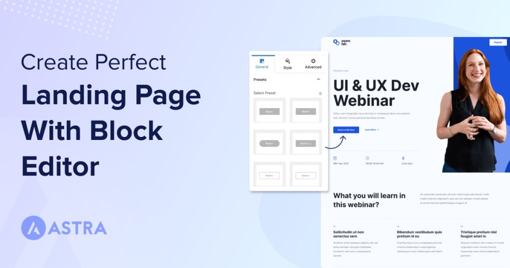 create perfect landing page with block editor